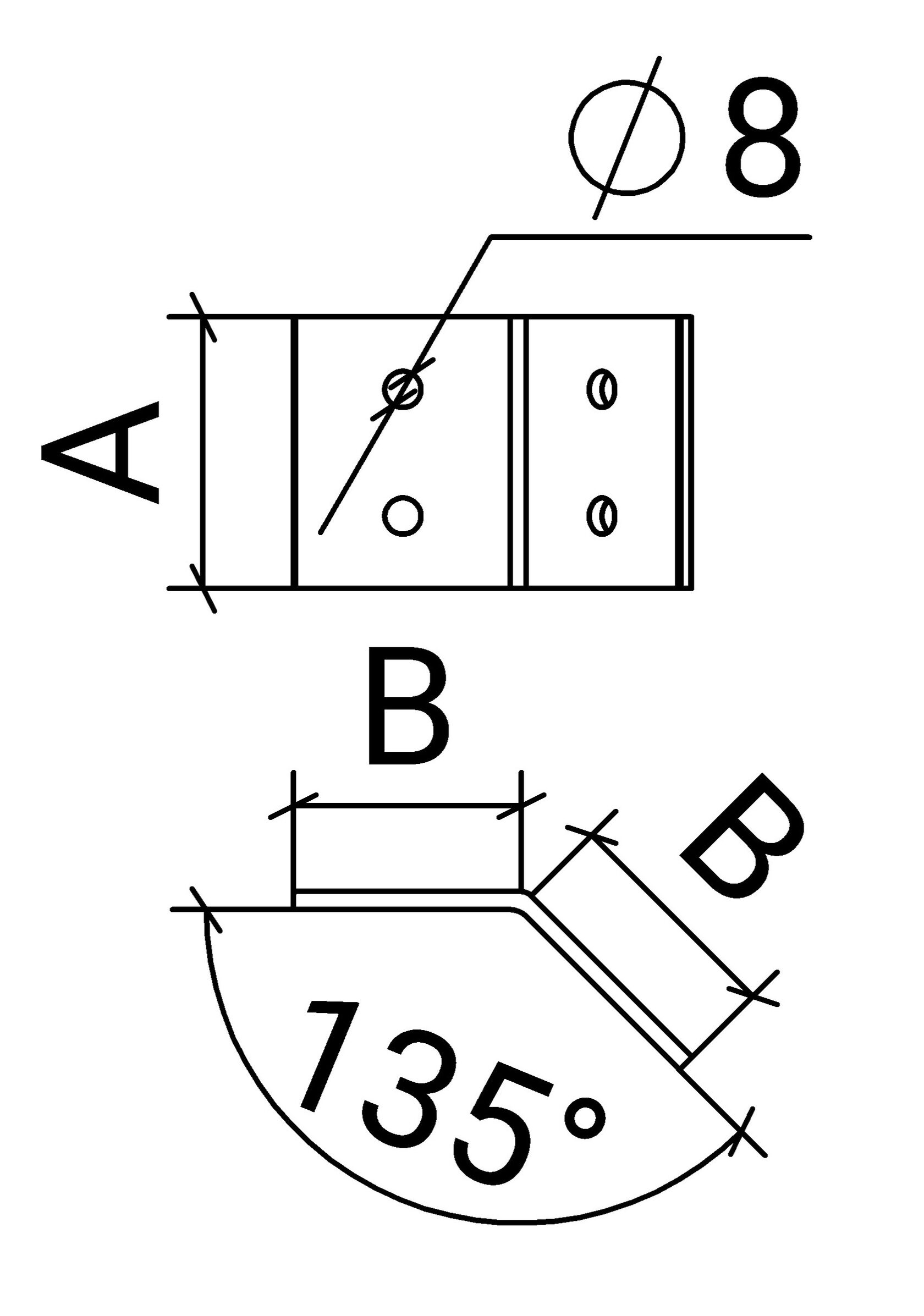 Пластина соединительная угловая 45° H45